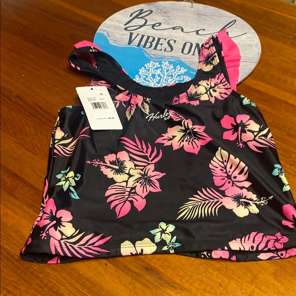 Girls Hurley Black Floral Tank Top
